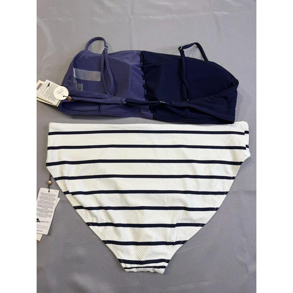 Womens Calia Swimsuit Bikini Size XXL Navy And White 2 Piece Swim Wear